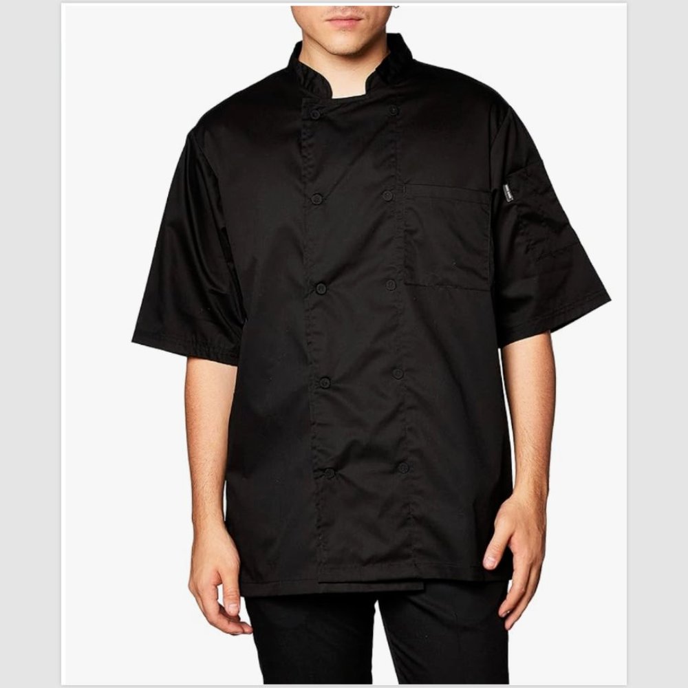 CHEF CODE Unisex Men's/Women's Cool Breeze S/S Chef Coat Size 2XL - Black NWT